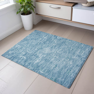 Piper Looms Mayfield Damask AMF1083 Sky Machine Washable Area Rug Scatter Lifestyle Image Feature
