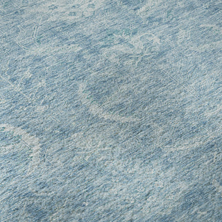 Piper Looms Mayfield Damask AMF1083 Sky Machine Washable Area Rug Swatch Image