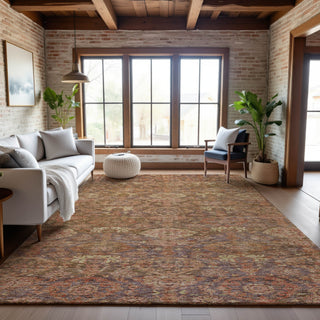Piper Looms Mayfield Damask AMF1084 Brown Machine Washable Area Rug Lifestyle Image Feature