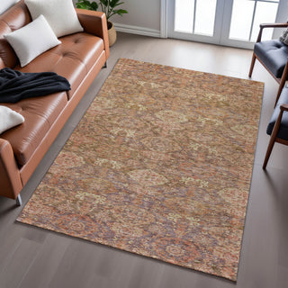 Piper Looms Mayfield Damask AMF1084 Brown Machine Washable Area Rug Lifestyle Image Feature