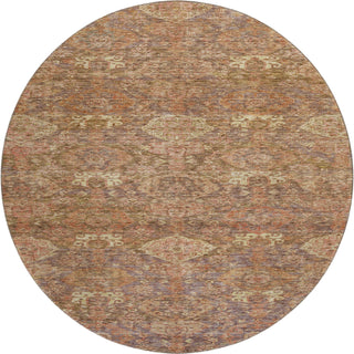 Piper Looms Mayfield Damask AMF1084 Brown Machine Washable Area Rug Round Main Image