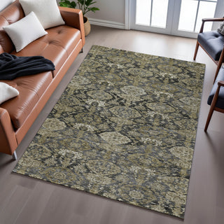 Piper Looms Mayfield Damask AMF1084 Charcoal Machine Washable Area Rug Lifestyle Image Feature