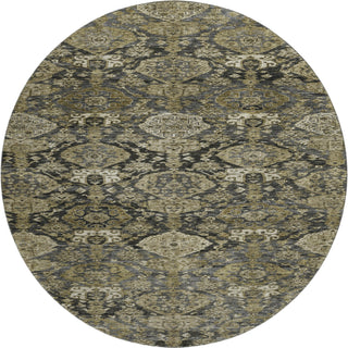Piper Looms Mayfield Damask AMF1084 Charcoal Machine Washable Area Rug Round Main Image