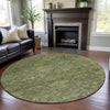 Piper Looms Mayfield Damask AMF1084 Green Machine Washable Area Rug Round Lifestyle Image Feature