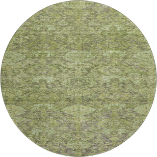 Piper Looms Mayfield Damask AMF1084 Green Machine Washable Area Rug Round Main Image