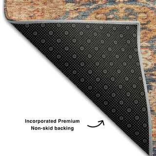 Piper Looms Mayfield Damask AMF1084 Terracotta Machine Washable Area Rug Backing Image