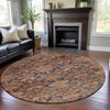 Piper Looms Mayfield Damask AMF1084 Terracotta Machine Washable Area Rug Round Lifestyle Image Feature
