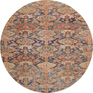 Piper Looms Mayfield Damask AMF1084 Terracotta Machine Washable Area Rug Round Main Image