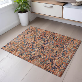 Piper Looms Mayfield Damask AMF1084 Terracotta Machine Washable Area Rug Scatter Lifestyle Image Feature