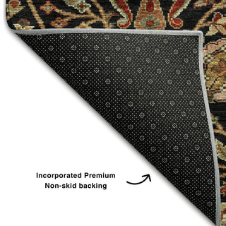 Piper Looms Mayfield Floral AMF1085 Black Machine Washable Area Rug Backing Image