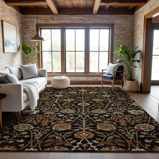 Piper Looms Mayfield Floral AMF1085 Black Machine Washable Area Rug Lifestyle Image Feature