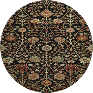 Piper Looms Mayfield Floral AMF1085 Black Machine Washable Area Rug Round Main Image
