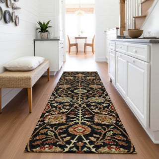 Piper Looms Mayfield Floral AMF1085 Black Machine Washable Area Rug Runner Lifestyle Image Feature