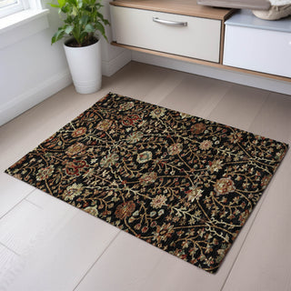 Piper Looms Mayfield Floral AMF1085 Black Machine Washable Area Rug Scatter Lifestyle Image Feature