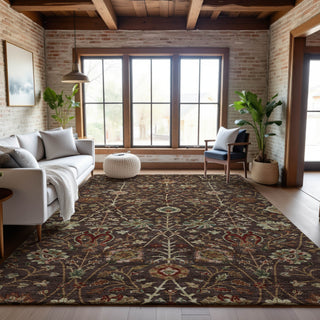 Piper Looms Mayfield Floral AMF1085 Chocolate Machine Washable Area Rug Lifestyle Image Feature
