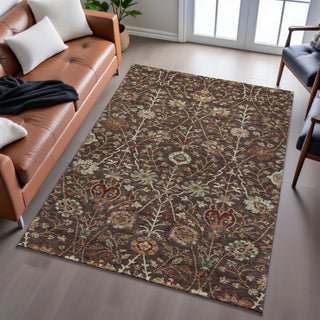 Piper Looms Mayfield Floral AMF1085 Chocolate Machine Washable Area Rug Lifestyle Image Feature