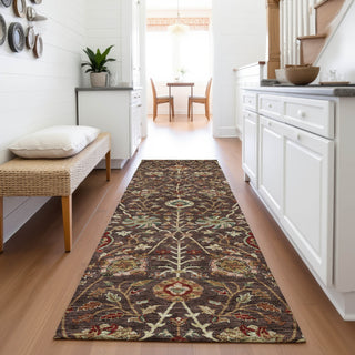 Piper Looms Mayfield Floral AMF1085 Chocolate Machine Washable Area Rug Runner Lifestyle Image Feature