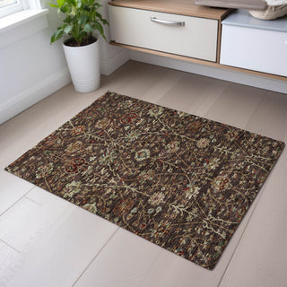 Piper Looms Mayfield Floral AMF1085 Chocolate Machine Washable Area Rug Scatter Lifestyle Image Feature