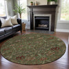 Piper Looms Mayfield Floral AMF1085 Fern Machine Washable Area Rug Round Lifestyle Image Feature
