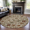 Piper Looms Mayfield Floral AMF1085 Ivory Machine Washable Area Rug Round Lifestyle Image Feature