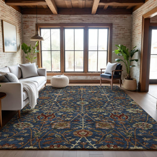 Piper Looms Mayfield Floral AMF1085 Navy Machine Washable Area Rug Lifestyle Image Feature