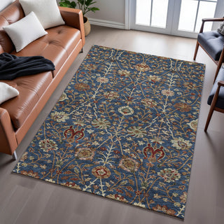 Piper Looms Mayfield Floral AMF1085 Navy Machine Washable Area Rug Lifestyle Image Feature