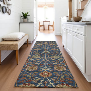 Piper Looms Mayfield Floral AMF1085 Navy Machine Washable Area Rug Runner Lifestyle Image Feature