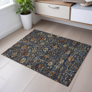 Piper Looms Mayfield Floral AMF1085 Navy Machine Washable Area Rug Scatter Lifestyle Image Feature