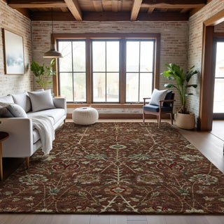 Piper Looms Mayfield Floral AMF1085 Paprika Machine Washable Area Rug Lifestyle Image Feature