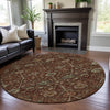 Piper Looms Mayfield Floral AMF1085 Paprika Machine Washable Area Rug Round Lifestyle Image Feature