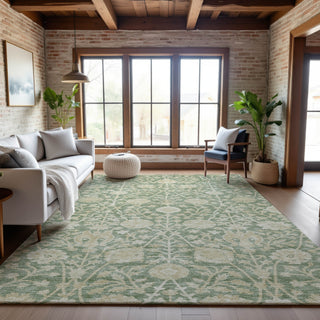 Piper Looms Mayfield Floral AMF1086 Aloe Machine Washable Area Rug Lifestyle Image Feature