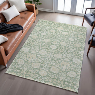 Piper Looms Mayfield Floral AMF1086 Aloe Machine Washable Area Rug Lifestyle Image Feature
