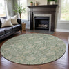 Piper Looms Mayfield Floral AMF1086 Aloe Machine Washable Area Rug Round Lifestyle Image Feature