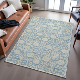 Piper Looms Mayfield Floral AMF1086 Sky Machine Washable Area Rug Lifestyle Image Feature