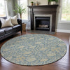 Piper Looms Mayfield Floral AMF1086 Sky Machine Washable Area Rug Round Lifestyle Image Feature