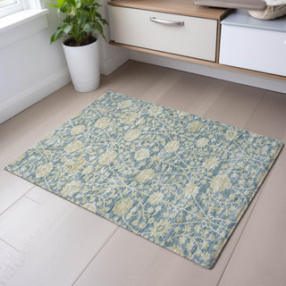 Piper Looms Mayfield Floral AMF1086 Sky Machine Washable Area Rug Scatter Lifestyle Image Feature