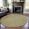 Piper Looms Mayfield Floral AMF1086 Tan Machine Washable Area Rug Round Lifestyle Image Feature