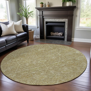 Piper Looms Mayfield Floral AMF1086 Tan Machine Washable Area Rug Round Lifestyle Image Feature