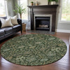 Piper Looms Mayfield Floral AMF1087 Green Machine Washable Area Rug Round Lifestyle Image Feature