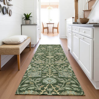 Piper Looms Mayfield Floral AMF1087 Green Machine Washable Area Rug Runner Lifestyle Image Feature