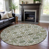 Piper Looms Mayfield Floral AMF1087 Ivory Machine Washable Area Rug Round Lifestyle Image Feature