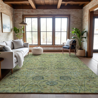 Piper Looms Mayfield Floral AMF1087 Mint Machine Washable Area Rug Lifestyle Image Feature