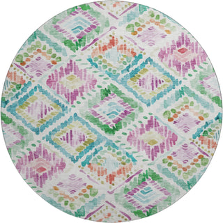 Piper Looms Mayfield Geometric AMF1088 Teal Machine Washable Area Rug Round Main Image