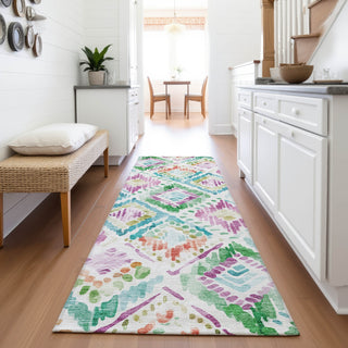 Piper Looms Mayfield Geometric AMF1088 Teal Machine Washable Area Rug Runner Lifestyle Image Feature
