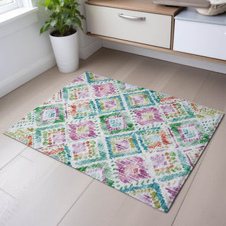 Piper Looms Mayfield Geometric AMF1088 Teal Machine Washable Area Rug Scatter Lifestyle Image Feature