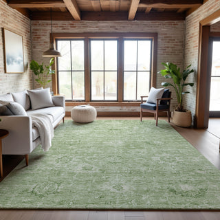 Piper Looms Mayfield Damask AMF1089 Aloe Machine Washable Area Rug Lifestyle Image Feature