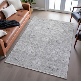 Piper Looms Mayfield Damask AMF1089 Gray Machine Washable Area Rug Lifestyle Image Feature