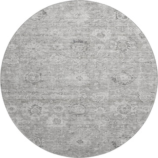 Piper Looms Mayfield Damask AMF1089 Gray Machine Washable Area Rug Round Main Image