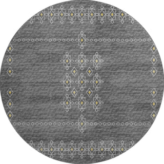 Piper Looms Mayfield Tribal Boho AMF109 Gray Machine Washable Area Rug Round Main Image