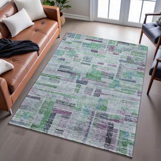 Piper Looms Mayfield Stripes AMF1090 Aloe Machine Washable Area Rug Lifestyle Image Feature